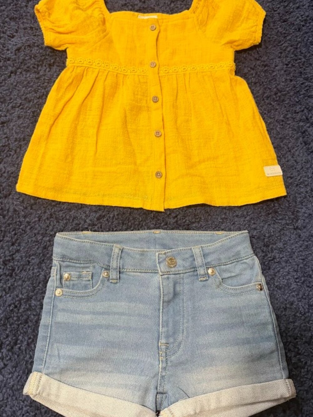 Koala Kids Girls 2-Piece Outfit – 2T – Yellow Top & Denim Shorts – New